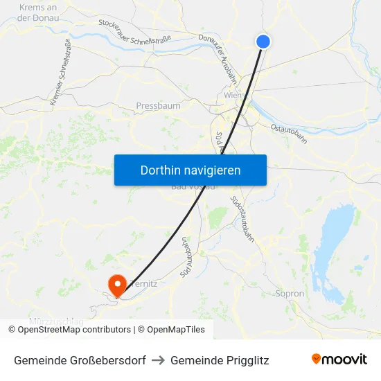 Gemeinde Großebersdorf to Gemeinde Prigglitz map