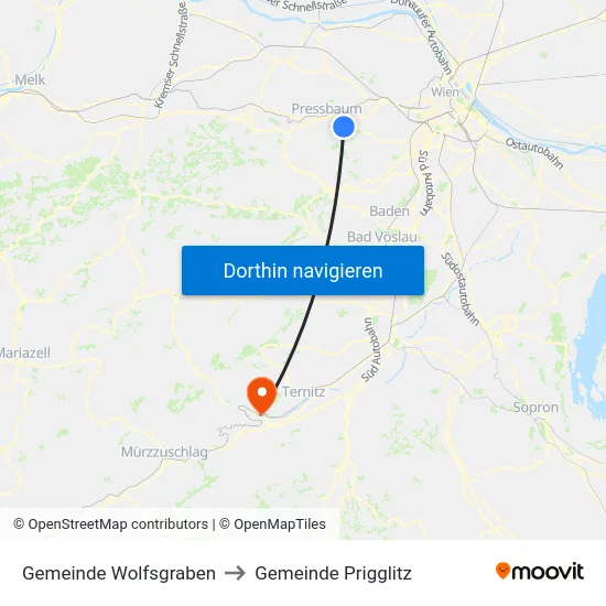 Gemeinde Wolfsgraben to Gemeinde Prigglitz map