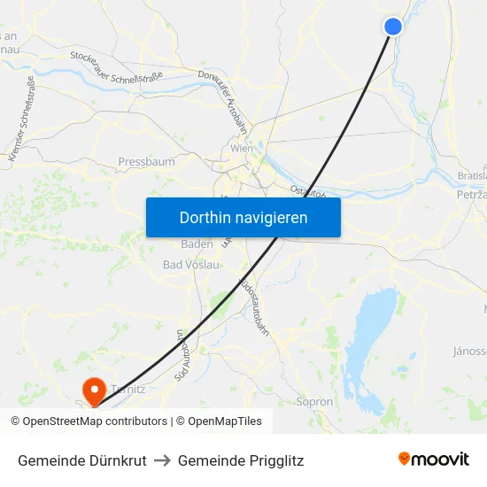 Gemeinde Dürnkrut to Gemeinde Prigglitz map
