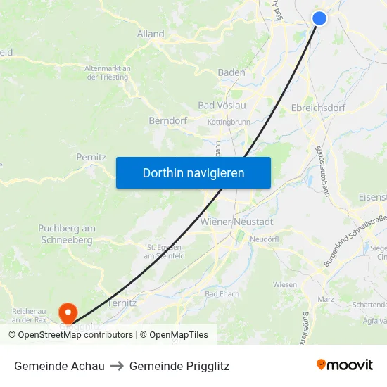 Gemeinde Achau to Gemeinde Prigglitz map