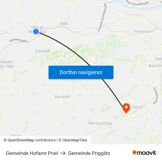 Gemeinde Hofamt Priel to Gemeinde Prigglitz map