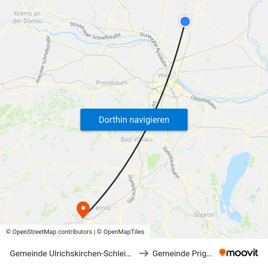 Gemeinde Ulrichskirchen-Schleinbach to Gemeinde Prigglitz map