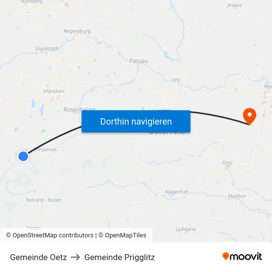 Gemeinde Oetz to Gemeinde Prigglitz map