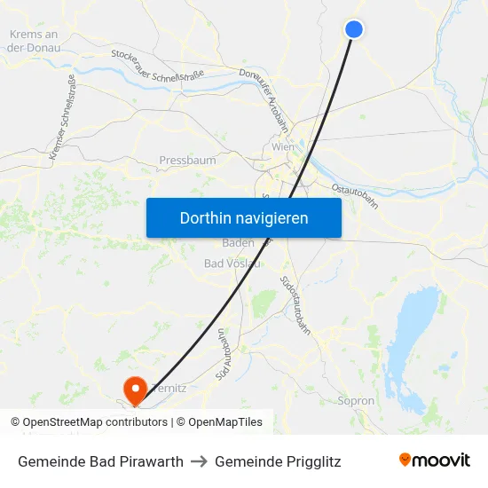 Gemeinde Bad Pirawarth to Gemeinde Prigglitz map