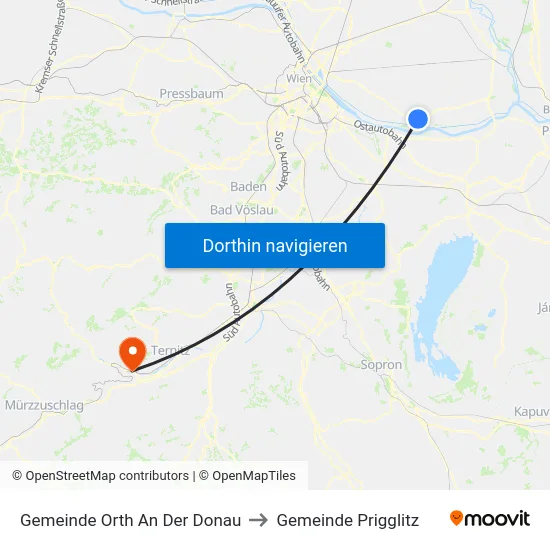 Gemeinde Orth An Der Donau to Gemeinde Prigglitz map