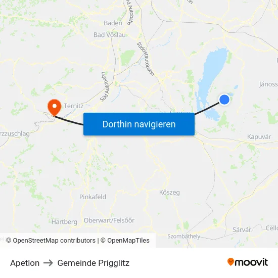 Apetlon to Gemeinde Prigglitz map