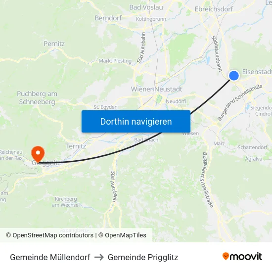 Gemeinde Müllendorf to Gemeinde Prigglitz map