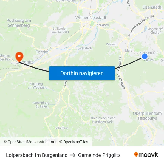 Loipersbach Im Burgenland to Gemeinde Prigglitz map