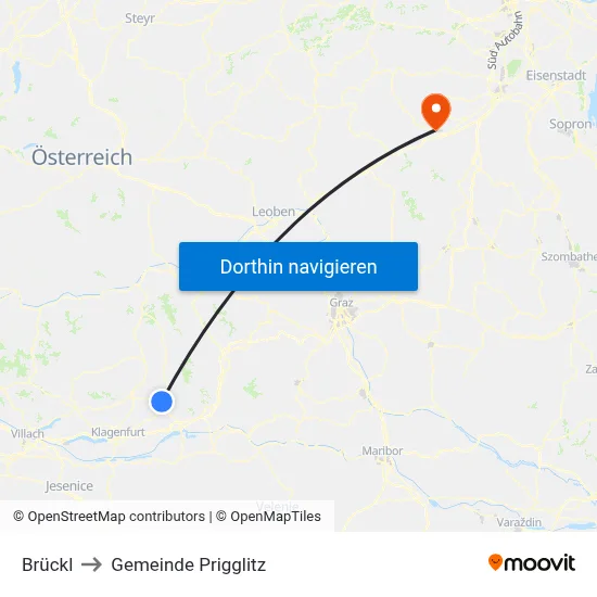Brückl to Gemeinde Prigglitz map