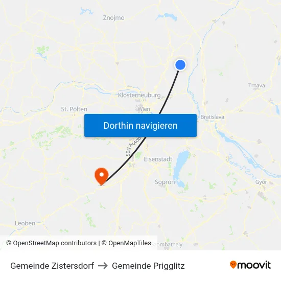 Gemeinde Zistersdorf to Gemeinde Prigglitz map