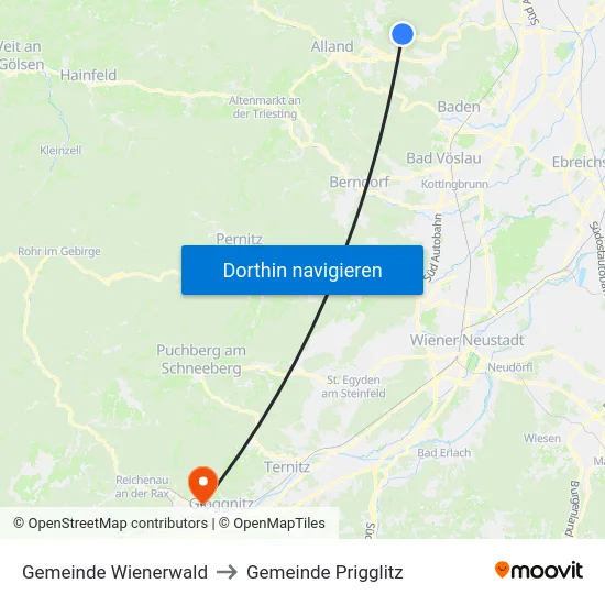 Gemeinde Wienerwald to Gemeinde Prigglitz map
