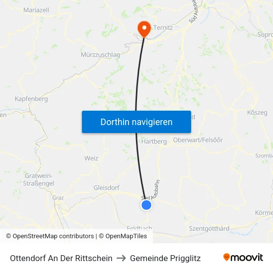 Ottendorf An Der Rittschein to Gemeinde Prigglitz map