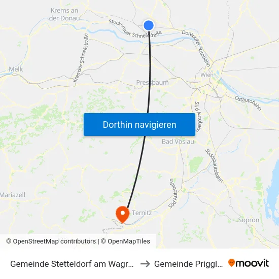 Gemeinde Stetteldorf am Wagram to Gemeinde Prigglitz map
