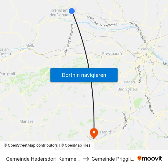 Gemeinde Hadersdorf-Kammern to Gemeinde Prigglitz map