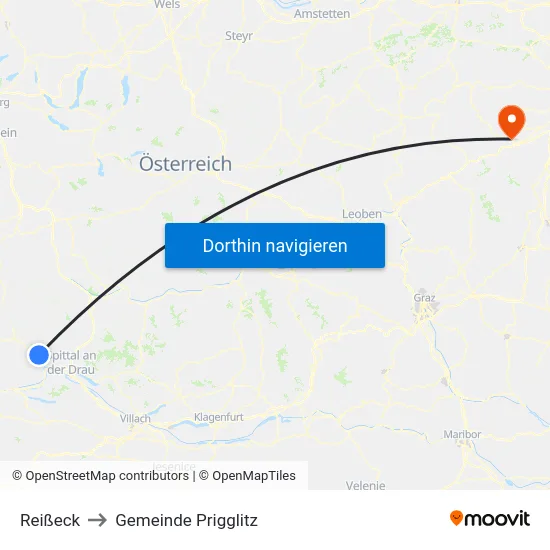 Reißeck to Gemeinde Prigglitz map