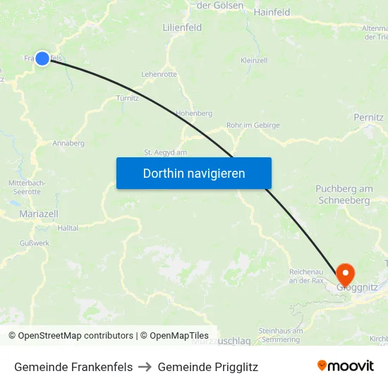 Gemeinde Frankenfels to Gemeinde Prigglitz map