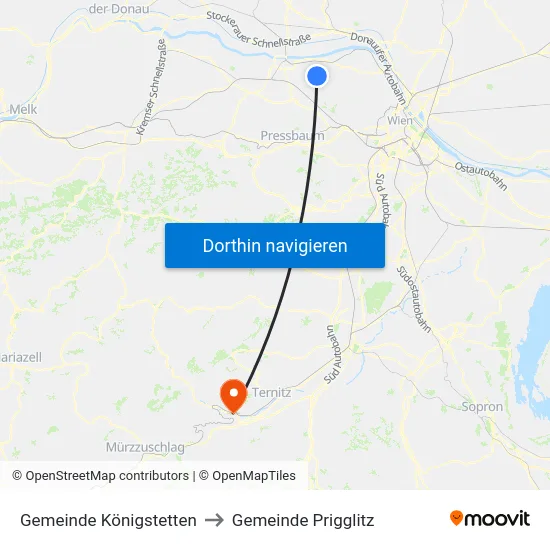 Gemeinde Königstetten to Gemeinde Prigglitz map