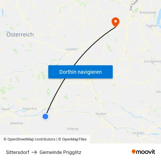 Sittersdorf to Gemeinde Prigglitz map