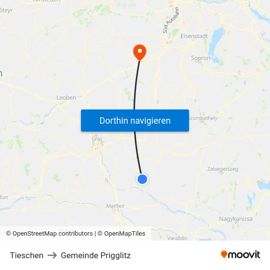 Tieschen to Gemeinde Prigglitz map