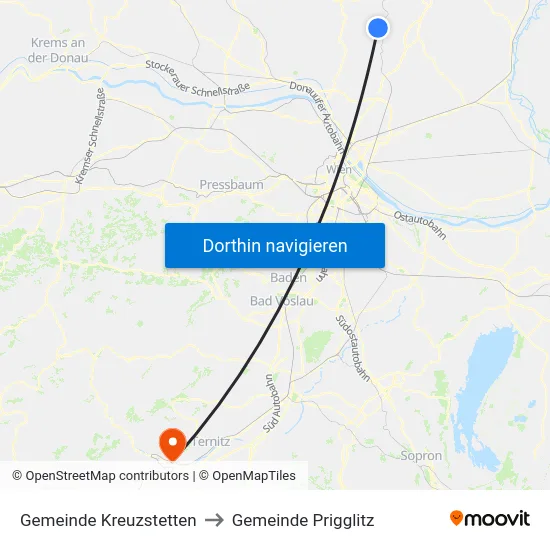 Gemeinde Kreuzstetten to Gemeinde Prigglitz map