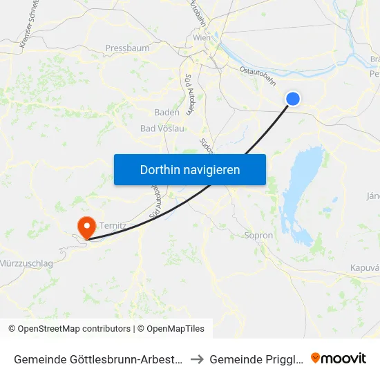 Gemeinde Göttlesbrunn-Arbesthal to Gemeinde Prigglitz map