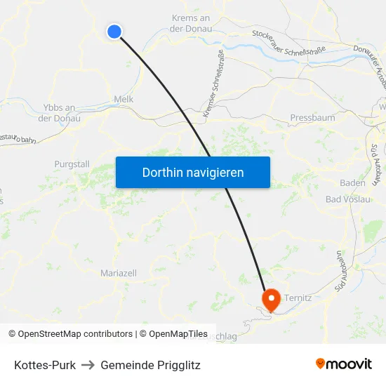 Kottes-Purk to Gemeinde Prigglitz map