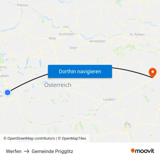 Werfen to Gemeinde Prigglitz map