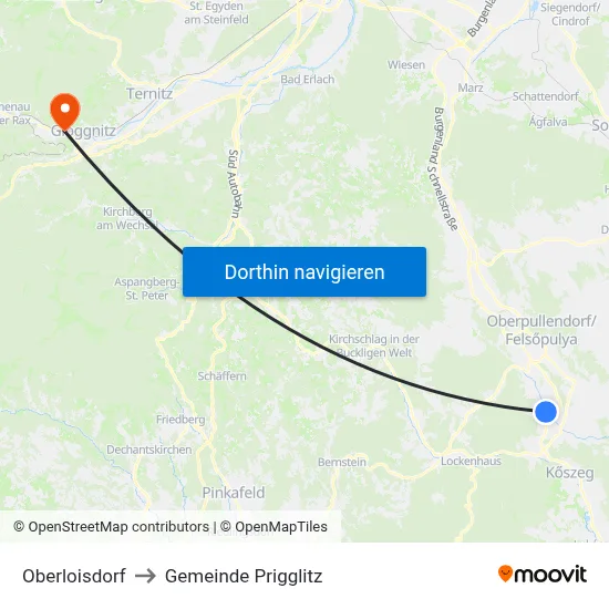 Oberloisdorf to Gemeinde Prigglitz map