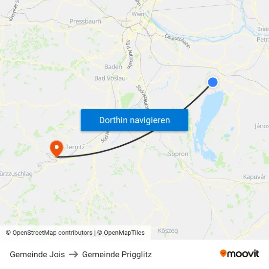 Gemeinde Jois to Gemeinde Prigglitz map