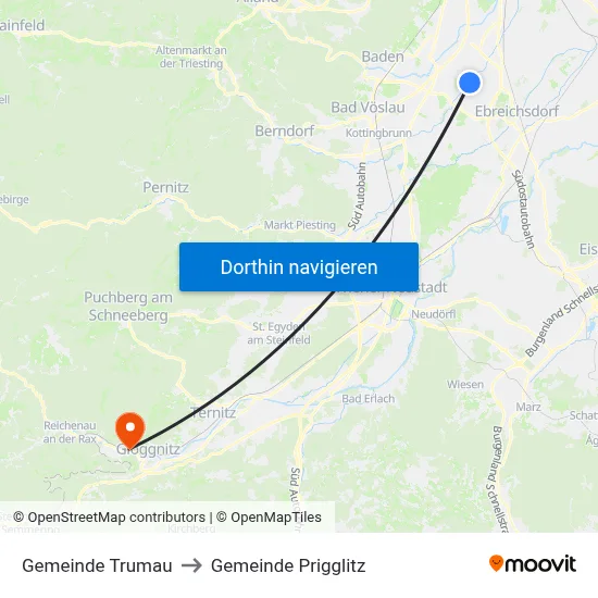 Gemeinde Trumau to Gemeinde Prigglitz map