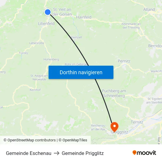 Gemeinde Eschenau to Gemeinde Prigglitz map