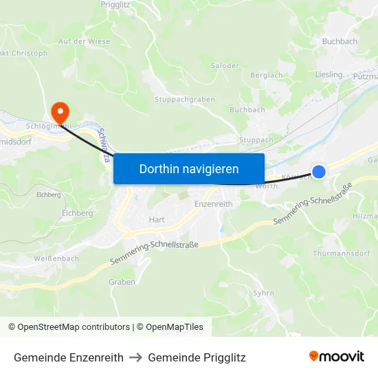 Gemeinde Enzenreith to Gemeinde Prigglitz map