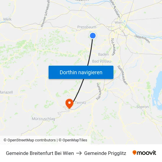 Gemeinde Breitenfurt Bei Wien to Gemeinde Prigglitz map