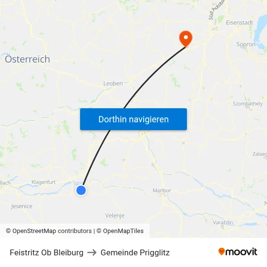 Feistritz Ob Bleiburg to Gemeinde Prigglitz map