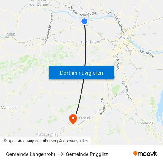 Gemeinde Langenrohr to Gemeinde Prigglitz map