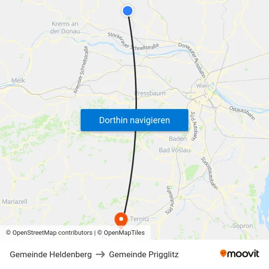 Gemeinde Heldenberg to Gemeinde Prigglitz map