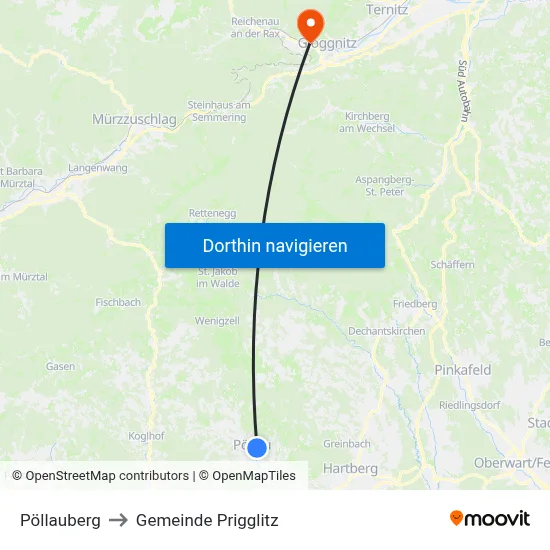 Pöllauberg to Gemeinde Prigglitz map
