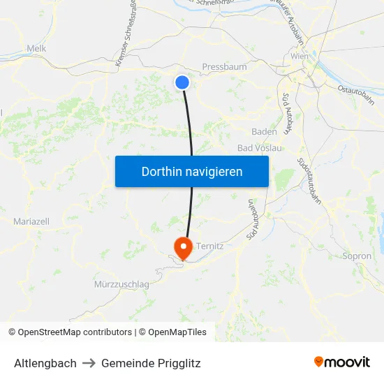 Altlengbach to Gemeinde Prigglitz map