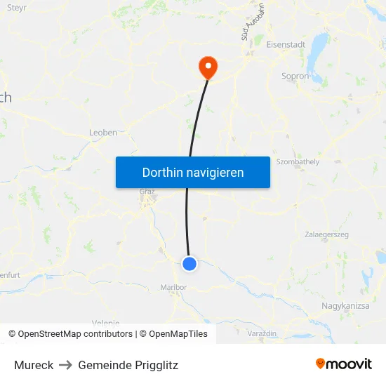 Mureck to Gemeinde Prigglitz map