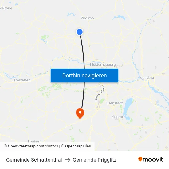 Gemeinde Schrattenthal to Gemeinde Prigglitz map