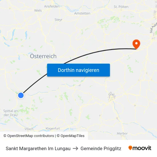 Sankt Margarethen Im Lungau to Gemeinde Prigglitz map