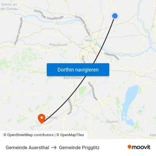 Gemeinde Auersthal to Gemeinde Prigglitz map