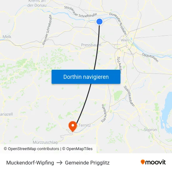 Muckendorf-Wipfing to Gemeinde Prigglitz map