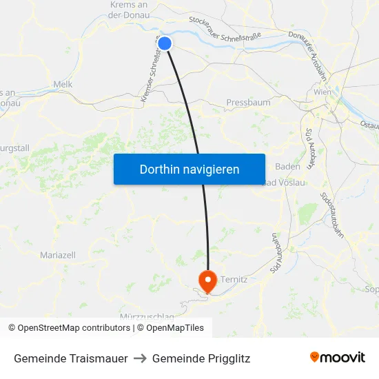 Gemeinde Traismauer to Gemeinde Prigglitz map