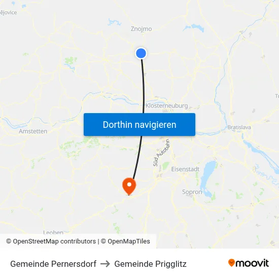 Gemeinde Pernersdorf to Gemeinde Prigglitz map