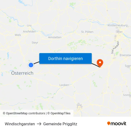Windischgarsten to Gemeinde Prigglitz map