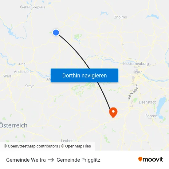 Gemeinde Weitra to Gemeinde Prigglitz map