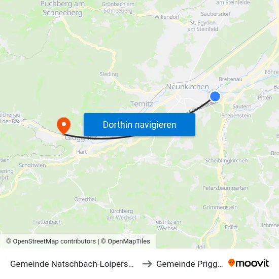 Gemeinde Natschbach-Loipersbach to Gemeinde Prigglitz map