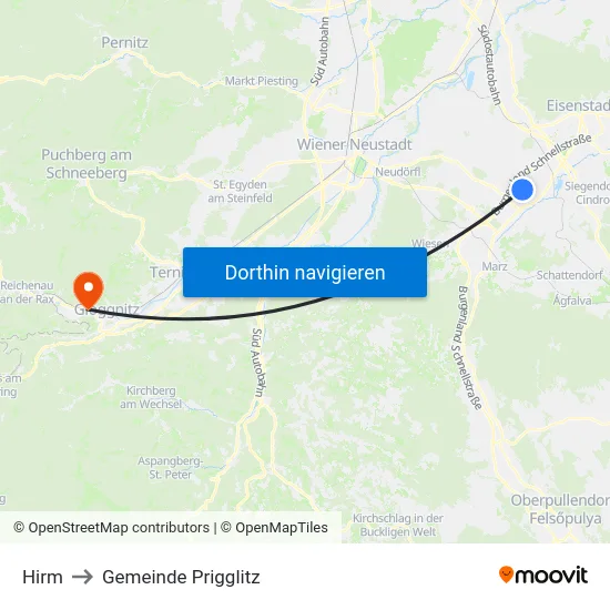 Hirm to Gemeinde Prigglitz map