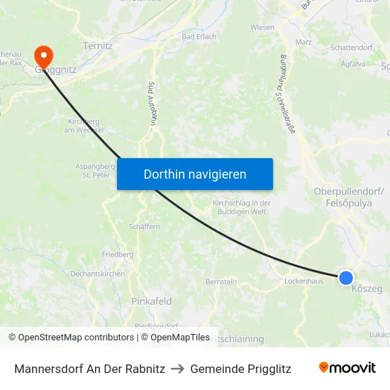 Mannersdorf An Der Rabnitz to Gemeinde Prigglitz map